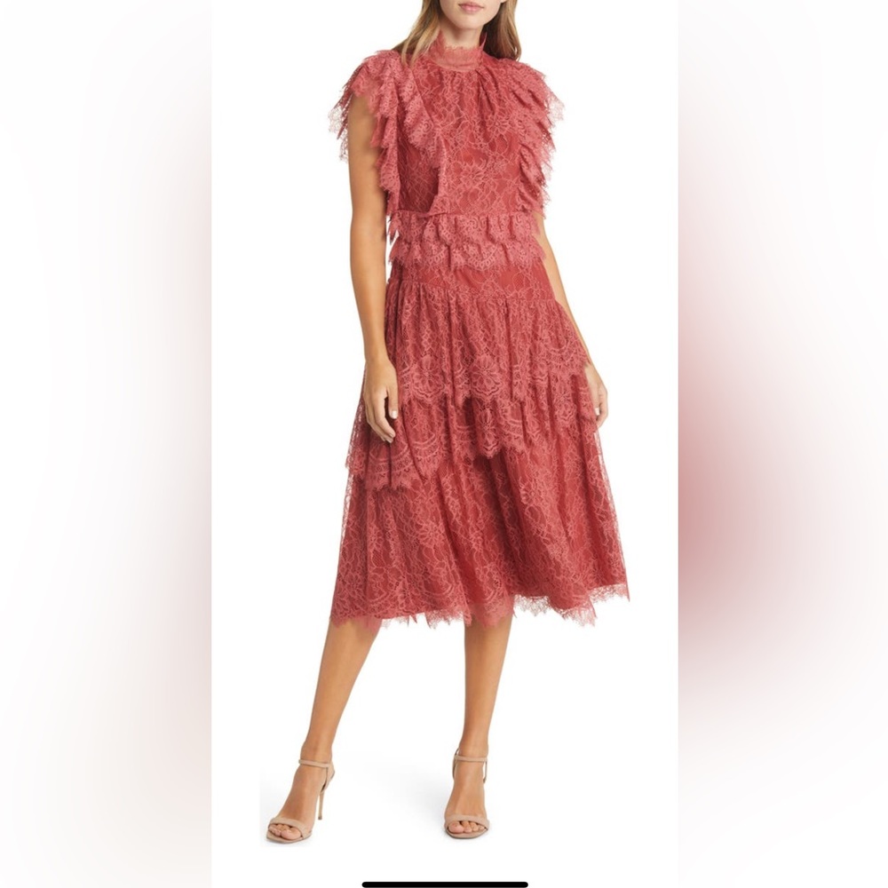 Rachel Parcell Ruffle Lace Midi Dress
